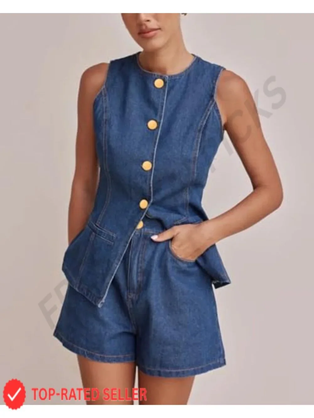 N/A sleeveless button